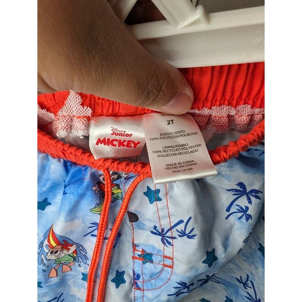 Disney Junior Mickey Mouse & Donald Duck Blue Beach Swim Shorts Trunks Size 2T